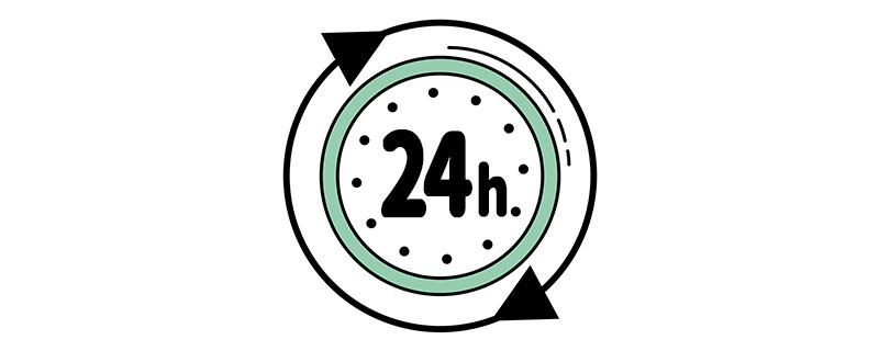 土日融資が可能なことを説明する24時間営業のイラスト